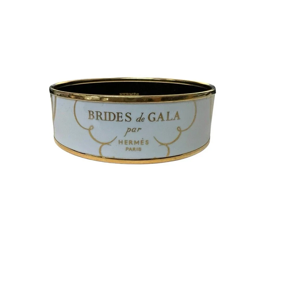 Hermes Brides de Gala White/Gold Bangle Bracelet Made In France